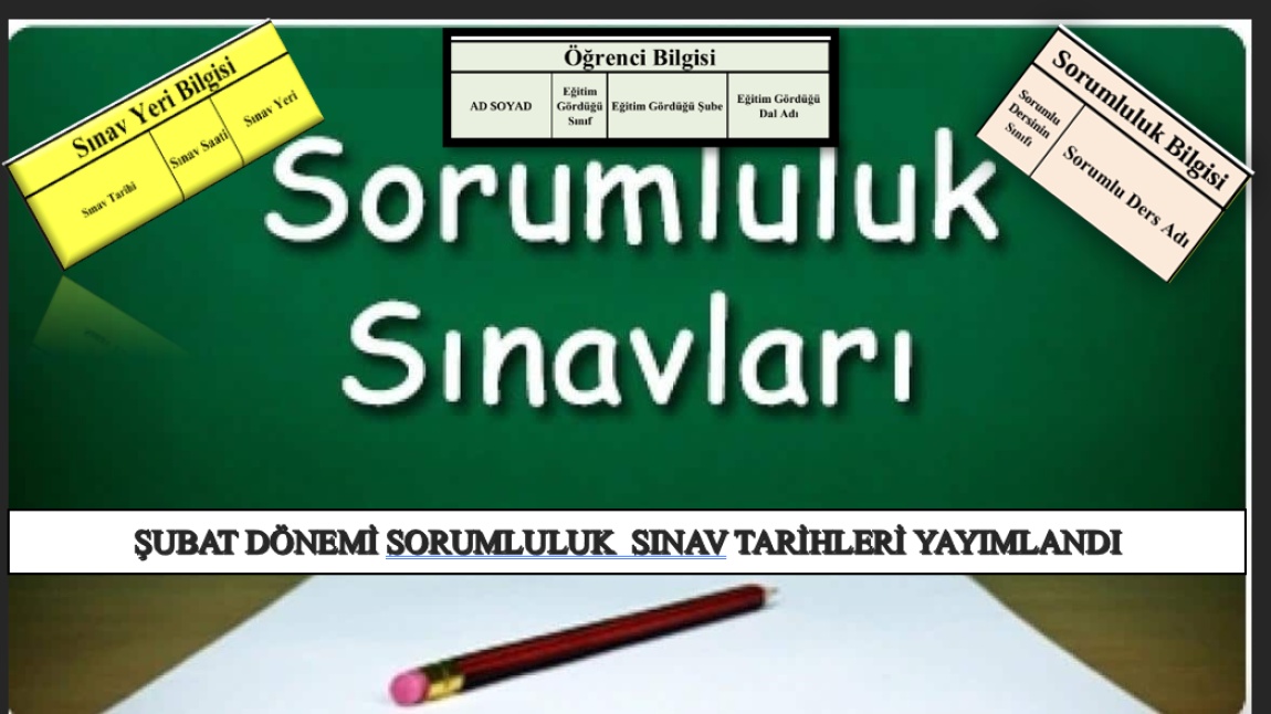 2024-2025 EĞİTİM ÖĞRETİM YILI ŞUBAT DÖNEMİ SORUMLULUK SINAVLARI SORUMLU DERSİ OLAN ÖĞRENCİ LİSTESİ ve SINAV TARİHLERİ YAYIMLANDI.